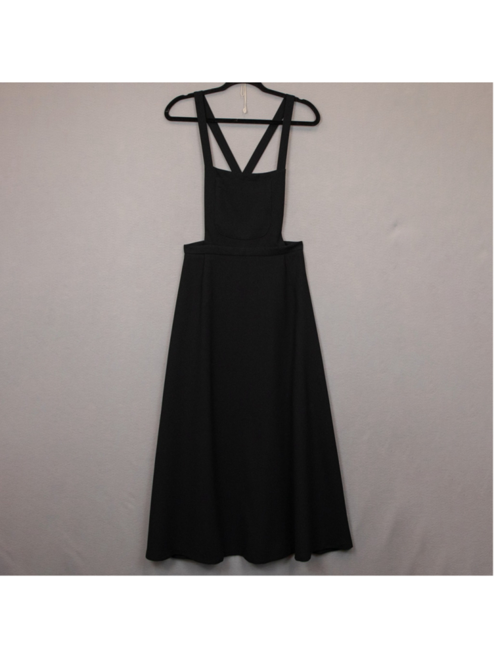 Vintage Liz Claiborne black overall pinafore midi dress-8